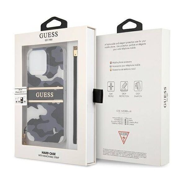 Original Case IPHONE 13 PRO Guess Hardcase Camo Strap Collection (GUHCP13LKCABBK) black 3666339023133