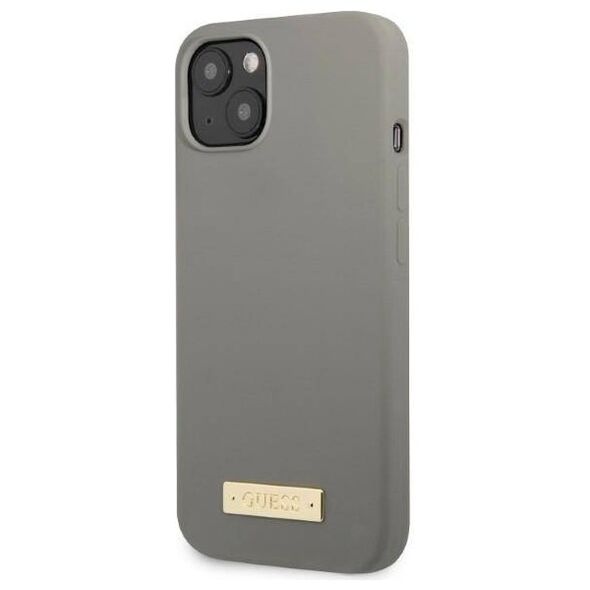 Original Case IPHONE 13 Guess Hard Case Silicone Logo Plate MagSafe (GUHMP13MSPLG) gray 3666339056902
