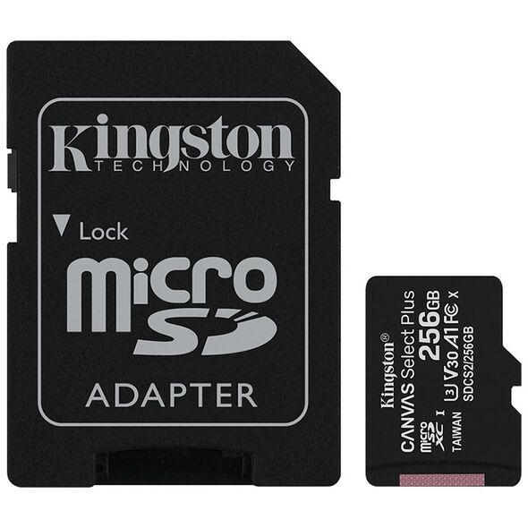 Kingston Micro Secure Digital 256GB microSDXC Canvas Select Plus 80R CL10 UHS-I Card + SD Adapter (SDCS2/256GB) (KINSDCS2/256GB) έως 12 άτοκες Δόσεις