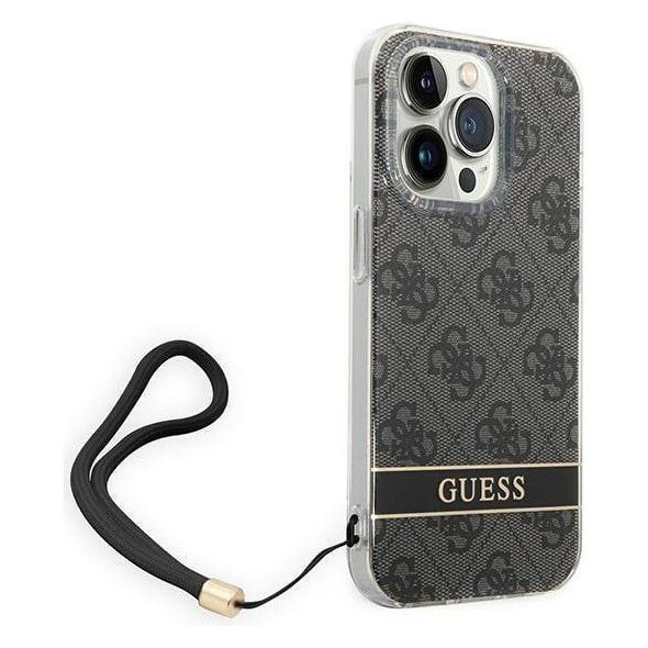 Original Case IPHONE 14 PRO Guess Hardcase 4G Print Strap (GUOHCP14LH4STK) black 3666339093815