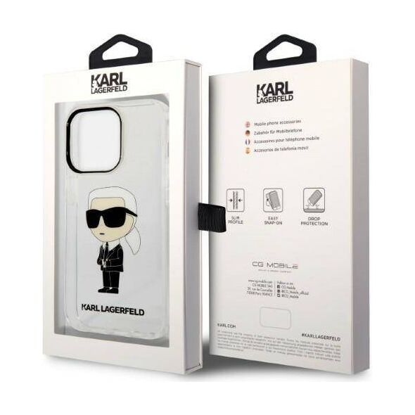 Original Case IPHONE 14 PRO Karl Lagerfeld Hardcase IML NFT Ikonik (KLHCP14LHNIKTCT) transparent 3666339087104