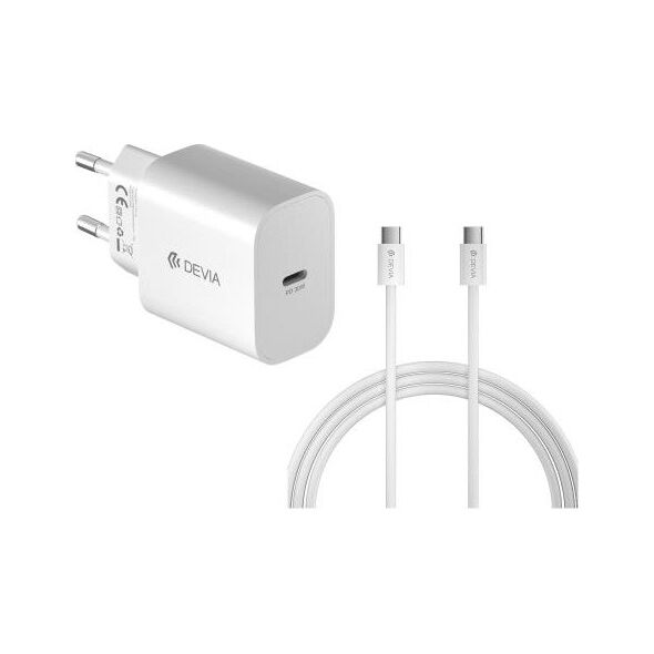 Φορτιστής Ταξιδίου Ταχείας Φόρτισης Devia RCE-3005CL 30W με Έξοδο USB C GaN PD & Καλώδιο USB C σε USB C Smart 1m Λευκό 6938595399800 6938595399800 έως και 12 άτοκες δόσεις