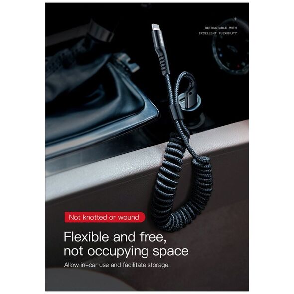 Baseus Spring-loaded cable Lightning 1m 2A (black) 6953156277397