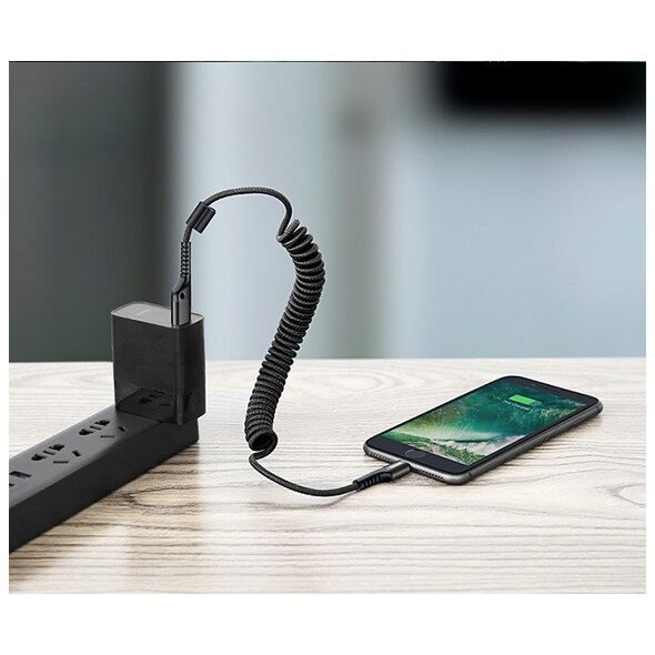 Baseus Spring-loaded cable Lightning 1m 2A (black) 6953156277397