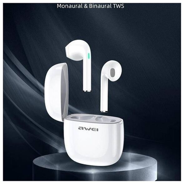Bluetooth 5.0 TWS Headphones + AWEI Docking Station (T28) white 6954284000444