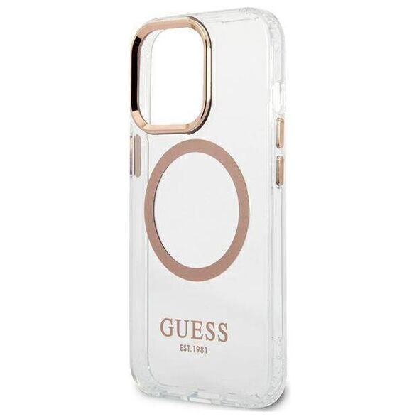 Original Case IPHONE 13 PRO MAX Guess Hard Case Metal Outline Magsafe gold 3666339057169