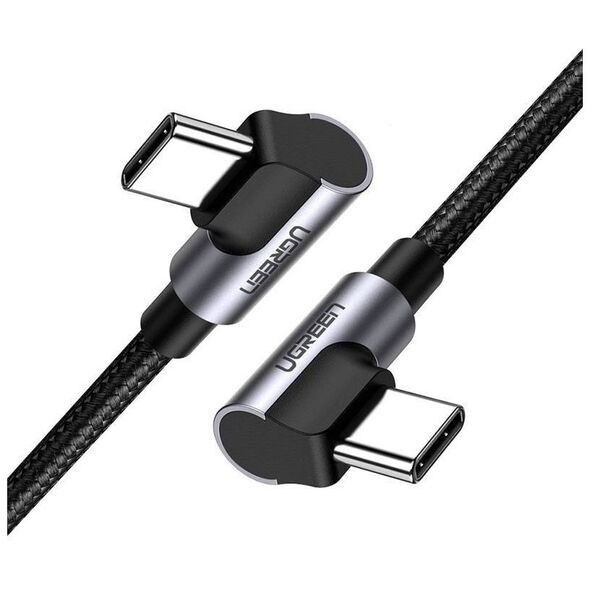 USB-C to USB-C Angled Cable UGREEN US323, PD, 3A 60W, 2m (Black) 6957303875313