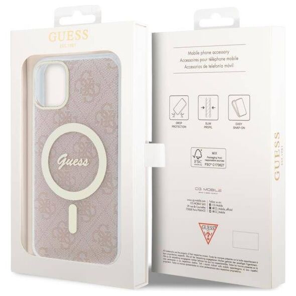Original Case IPHONE 11 Guess Hardcase 4G MagSafe (GUHMN61H4STP) pink 3666339127343