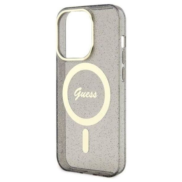 Original Case IPHONE 14 PRO Guess Hardcase Glitter Gold MagSafe (GUHMP14LHCMCGK) black 3666339125585