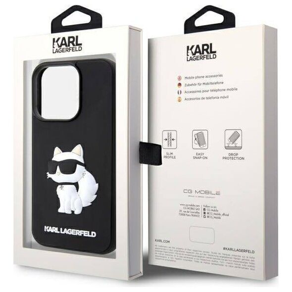 Original Case IPHONE 14 PRO Karl Lagerfeld Hardcase Rubber Choupette 3D (KLHCP14L3DRKHNK) black 3666339122683