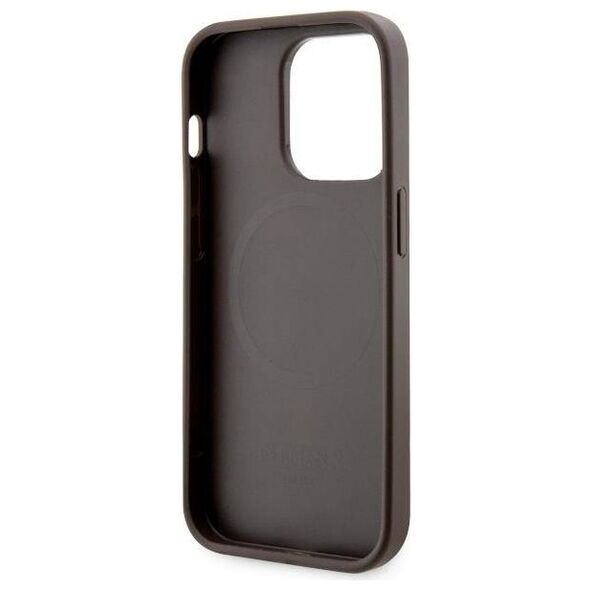 Original Case IPHONE 14 PRO Guess Hardcase 4G Printed Stripe MagSafe (GUHMP14LP4RPSW) brown 3666339119799