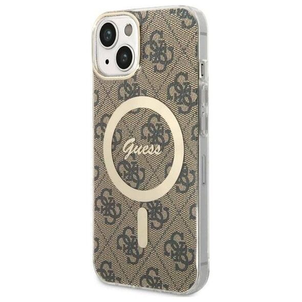 Original Case IPHONE 14 Guess Hardcase 4G Printed Stripe MagSafe (GUHMP14SP4RPSW) brown 3666339119775