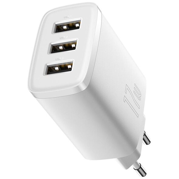 Baseus wall charger Compact 3 x USB white 17w 6932172606978