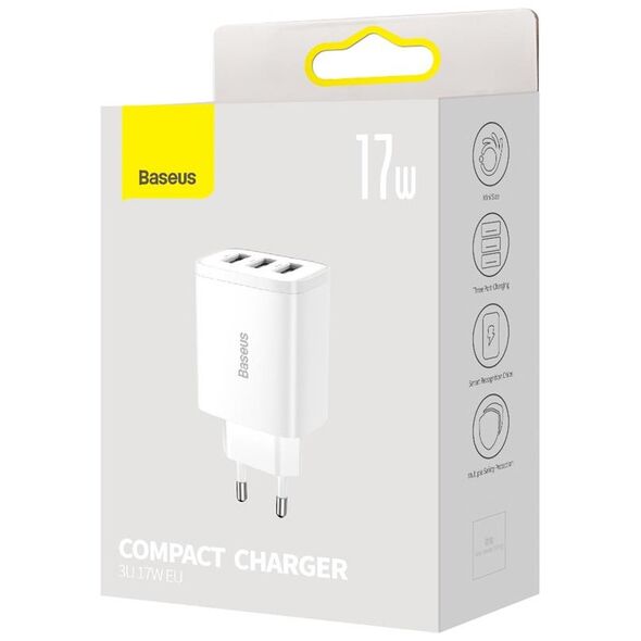 Baseus wall charger Compact 3 x USB white 17w 6932172606978