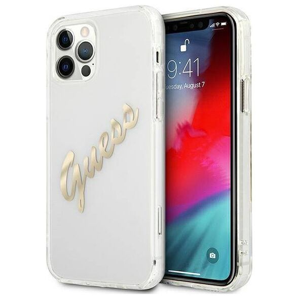 Original Case IPHONE 12 PRO MAX Guess Hardcase Vintage Script Gold (GUHCP12LKTRSVGO) transparent 3666339004408