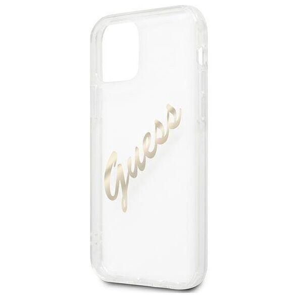 Original Case IPHONE 12 / 12 PRO Guess Hardcase Vintage Script Gold (GUHCP12MKTRSVGO) transparent 3666339004392