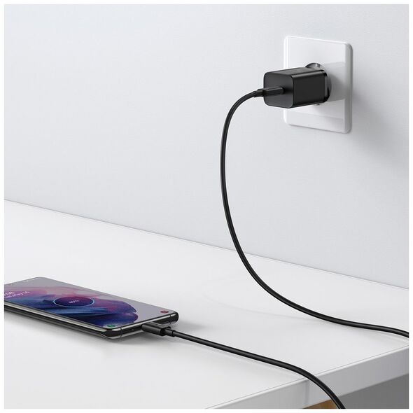 Baseus Incarcator Priza Type-C PD25W + Cablu Type-C - Baseus Super Si (TZCCSUP-L01) - Black 6953156206021 έως 12 άτοκες Δόσεις