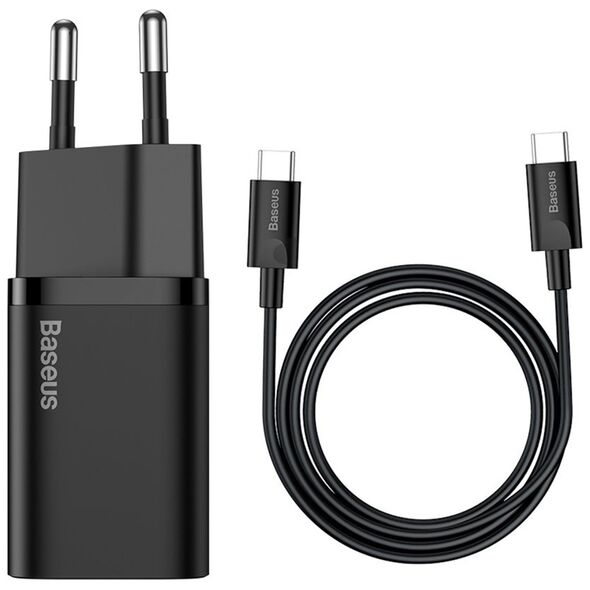 Baseus Incarcator Priza Type-C PD25W + Cablu Type-C - Baseus Super Si (TZCCSUP-L01) - Black 6953156206021 έως 12 άτοκες Δόσεις