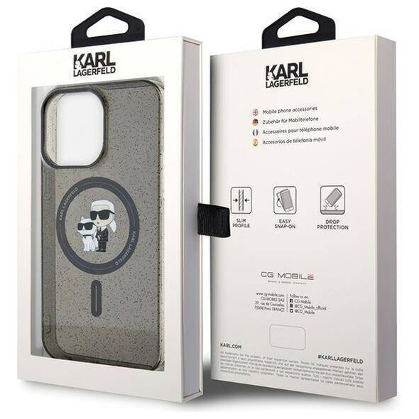 Original Case APPLE IPHONE 15 PRO MAX Karl Lagerfeld Hardcase Karl&Choupette Glitter MagSafe (KLHMP15XHGKCNOK) black 3666339162665