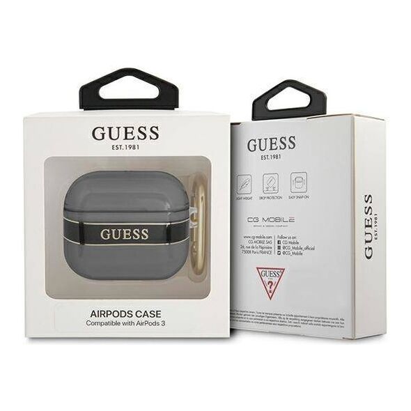 Case APPLE AIRPODS 3 Guess AirPods Strap Collection (GUA3HHTSK) black 3666339047061
