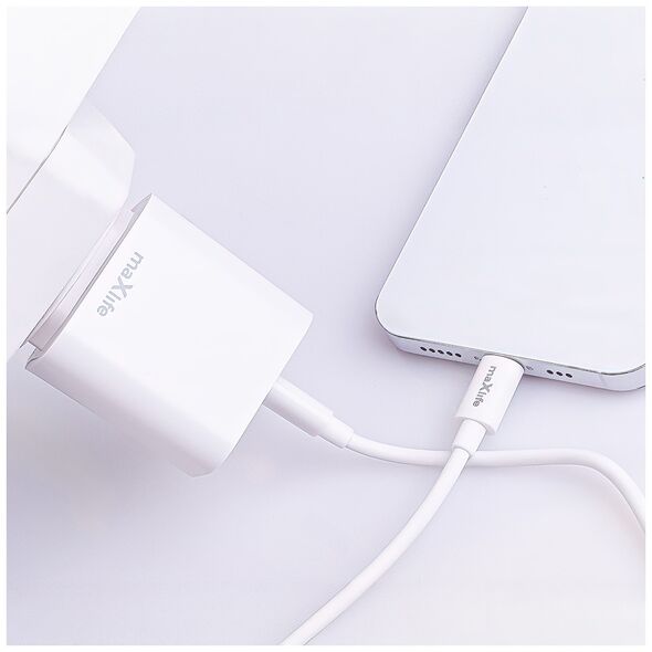 Maxlife MXTC-06-20AC PD QC charger 1x USB-C 1x USB 20W white + USB-C - USB-C cable 20W 5907457738409