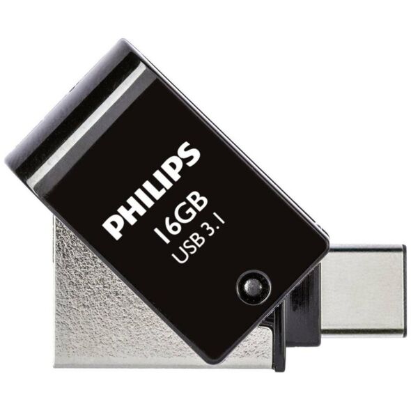 Philips 2-in-1 16GB USB 3.1 Stick με σύνδεση USB-C Μαύρο (PHUSB16G2IN1OTGGU3C) (ΠΗΙPHUSB16G2IN1OTGGU3C) έως 12 άτοκες Δόσεις