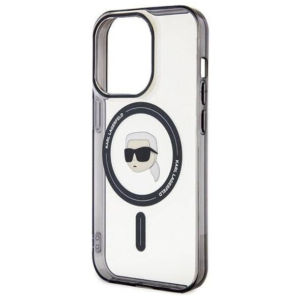 Original Case APPLE IPHONE 15 PRO Karl Lagerfeld Hardcase IML Karl`s Head MagSafe (KLHMP15LHKHNOTK) transparent 3666339161934