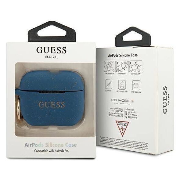Original Case APPLE AIRPODS PRO Guess Silicone Glitter (GUACAPSILGLBL) blue 3700740494431