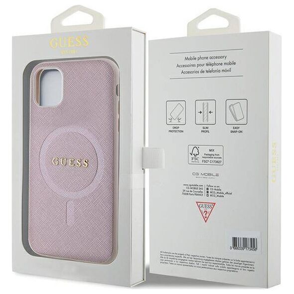 Original Case IPHONE 11 Guess Hardcase Saffiano MagSafe (GUHMN61PSAHMCP) pink 3666339156084