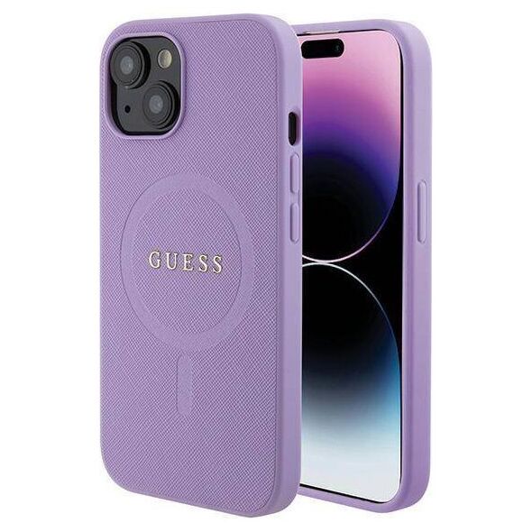Original Case APPLE IPHONE 15 Guess Hardcase Saffiano MagSafe (GUHMP15SPSAHMCU) purple 3666339155902