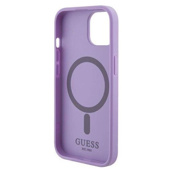Original Case APPLE IPHONE 15 Guess Hardcase Saffiano MagSafe (GUHMP15SPSAHMCU) purple 3666339155902