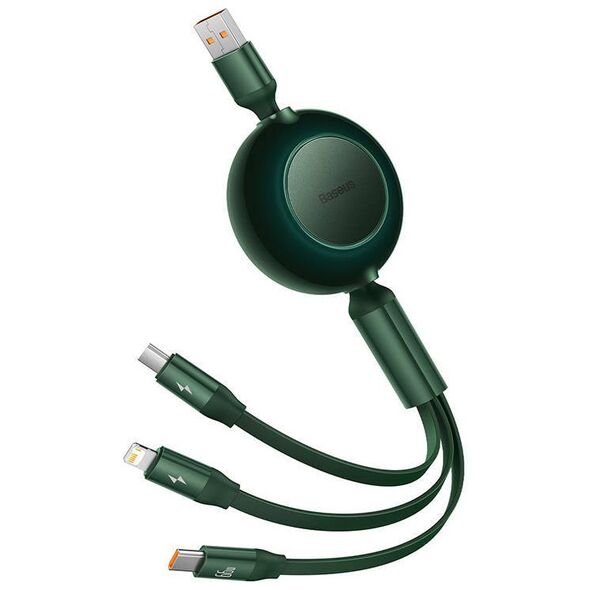 Baseus Bright Mirror 3, USB 3-in-1 cable for micro USB / USB-C / Lightning 66W / 2A 1.1m (Green) 6932172609122