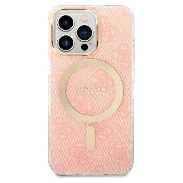 Original Case IPHONE 13 PRO MAX Guess Hardcase 4G Print MagSafe + Wireless Charger (GUBPP14SH4EACSB) pink 3666339103033