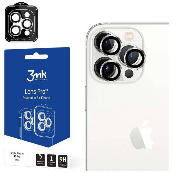 Tempered Glass for Camera APPLE IPHONE 15 PRO 3MK Lens Protection Pro silver 5903108529990