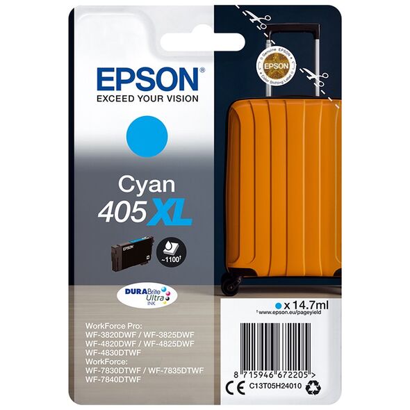 Epson Μελάνι Inkjet 405XL Cyan (C13T05H24010) (EPST05H240) έως 12 άτοκες Δόσεις