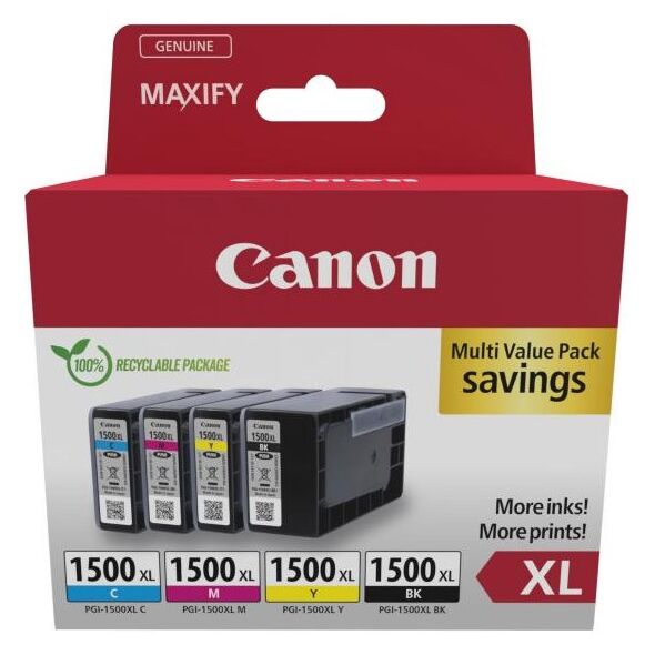 Canon Μελάνι Inkjet PGI-1500XL CMYK Multipack (9182B010) (CANPGI1500XLMP) έως 12 άτοκες Δόσεις