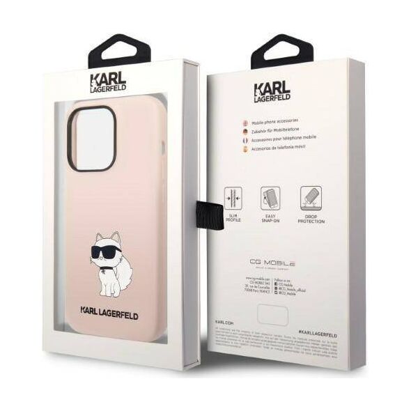 Original Case IPHONE 14 PRO Karl Lagerfeld Hardcase Silicone Choupette (KLHCP14LSNCHBCP) pink 3666339086701