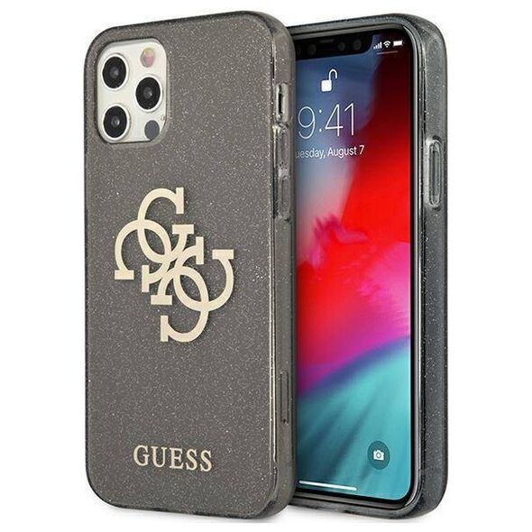 Original Case IPHONE 12 PRO MAX Guess Hard Case Glitter 4G Big Logo (GUHCP12LPCUGL4GBK) black 3666339004859