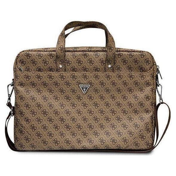 Original Case LAPTOP 16" Guess Saffiano 4G Hot Stamp Triangle Logo brown 3666339051105