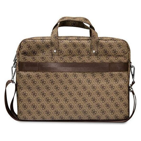 Original Case LAPTOP 16" Guess Saffiano 4G Hot Stamp Triangle Logo brown 3666339051105