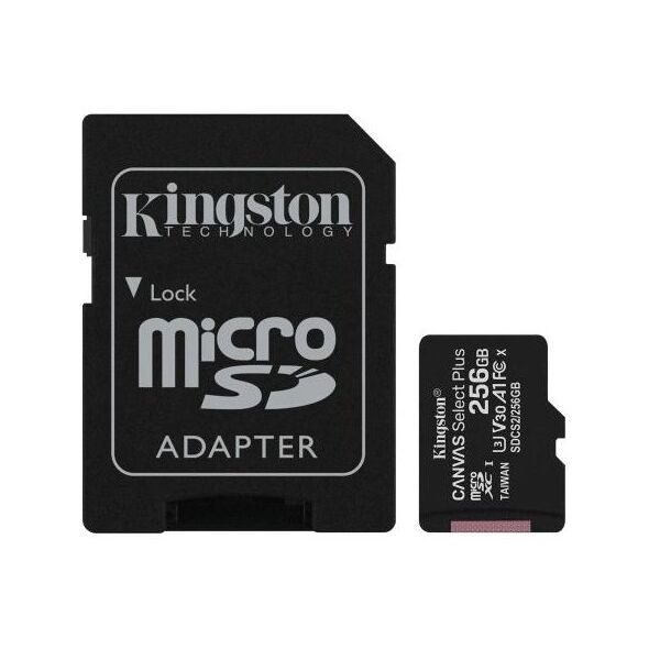 Κάρτα μνήμης Micro SDXC C10 UHS-I U3 Kingston Canvas Select Plus 100MB/s 256GB + 1 ADP 740617298710 740617298710 έως και 12 άτοκες δόσεις