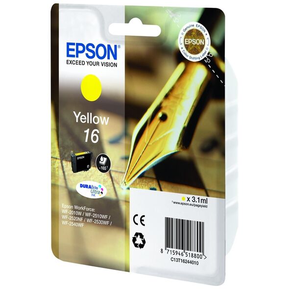 Epson Μελάνι Inkjet No.16 Yellow (C13T16244012) (EPST162440) έως 12 άτοκες Δόσεις