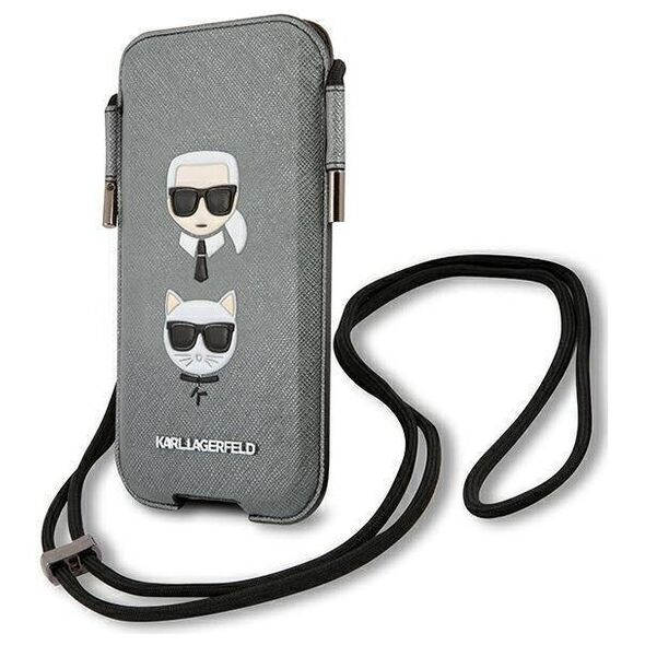 Bag Karl Lagerfeld 6,7" Hardcase Saffiano Ikonik Karl&Choupette Head (KLHCP12LOPHKCG) gray 3666339030780