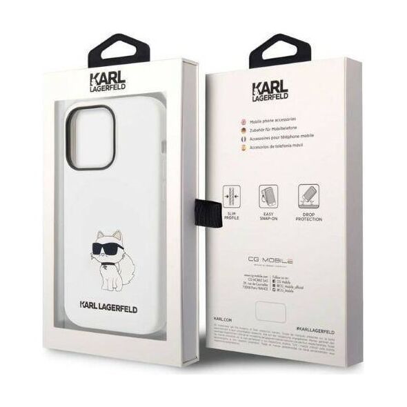 Case IPHONE 14 PRO MAX Karl Lagerfeld Hardcase Silicone Choupette (KLHCP14XSNCHBCH) white 3666339086794