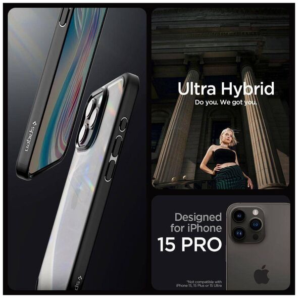 Case APPLE IPHONE 15 PRO Spigen Ultra Hybrid Crystal Frost black 8809896750400