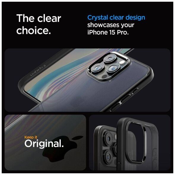 Case APPLE IPHONE 15 PRO Spigen Ultra Hybrid Crystal Frost black 8809896750400