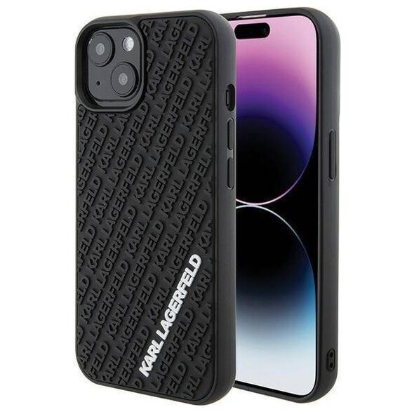 Original Case APPLE IPHONE 15 Karl Lagerfeld Hardcase 3D Rubber Multi Logo (KLHCP15S3DMKRLK) black 3666339164317