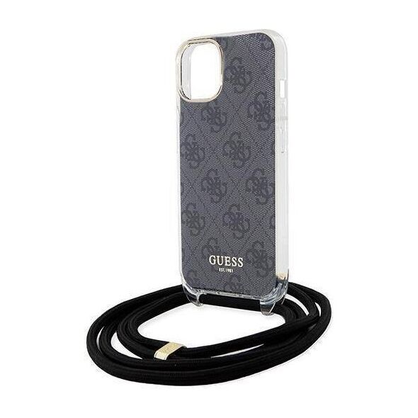 Original Case IPHONE 13 / 14 / 15 Guess Hardcase Crossbody Cord 4G Print (GUHCP15SHC4SEK) black 3666339147921