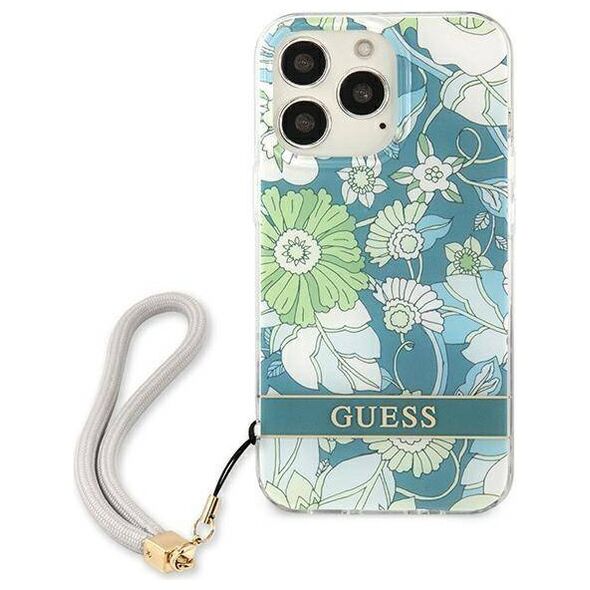 Case IPHONE 13 PRO Guess Hardcase Flower Strap (GUHCP13LHFLSN) green 3666339040499