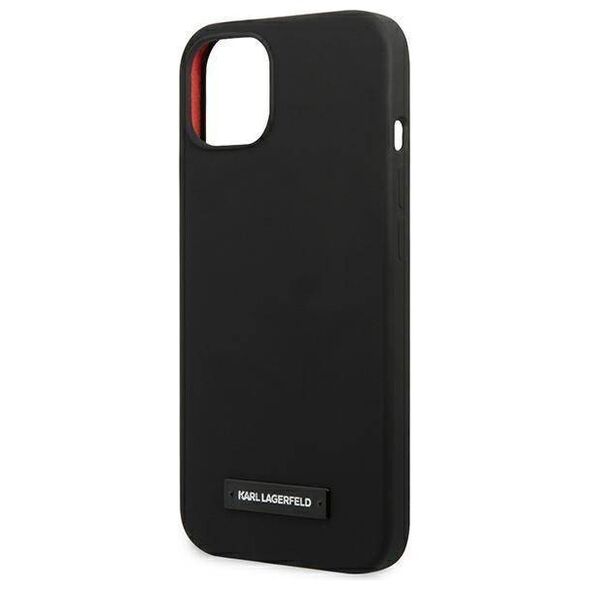 Original Case IPHONE 13 Karl Lagerfeld Hardcase Silicone Plaque (KLHCP13MSLMP1K) black 3666339048778